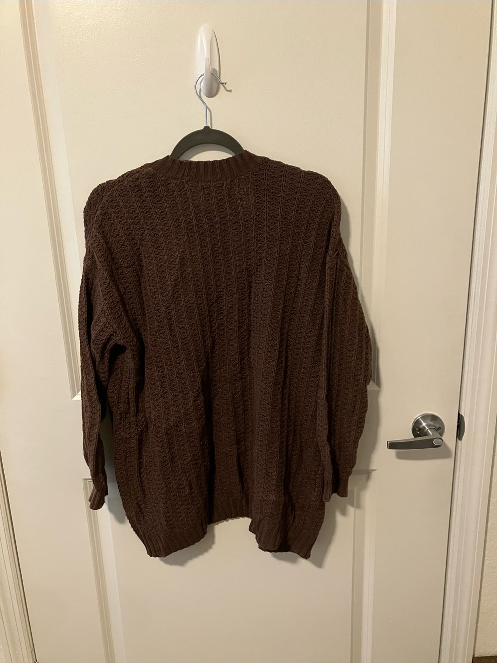 American Eagle Outfitters Chocolate Brown Open-Front Knit Cardigan - Picture 2 of 3